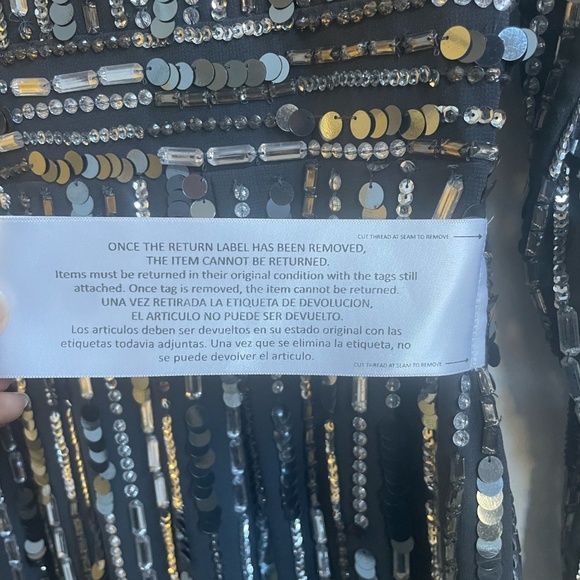 NWT Mac Duggal Midi Sequined Embellished High Neck Long Sleeve Fitted Dress - Picture 5 of 7